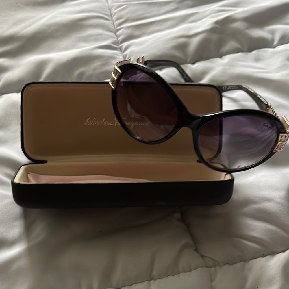 Salvatore Ferragamo Black Sunglasses with Gradient Lenses